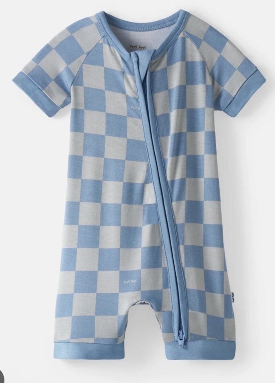 Little Sleepies Bamboo Dusk Blue Checks Shorty Zippy - 18-24 Months NWT